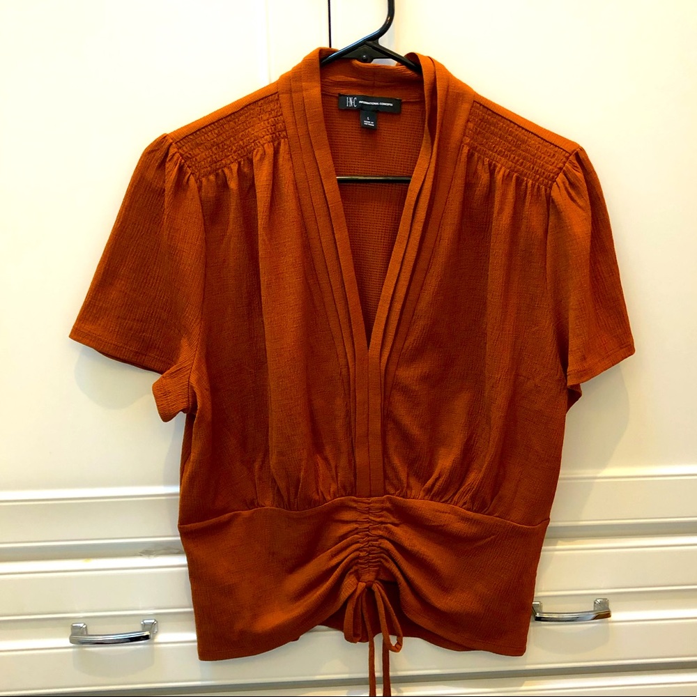 Inc. blouse with pleats & cinch details - size M